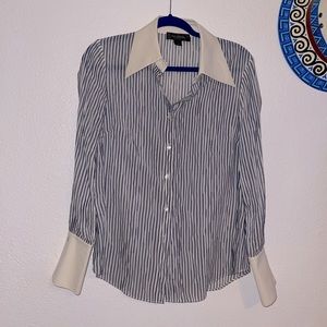 ST.JOHN stripe shirt blue beige size 4